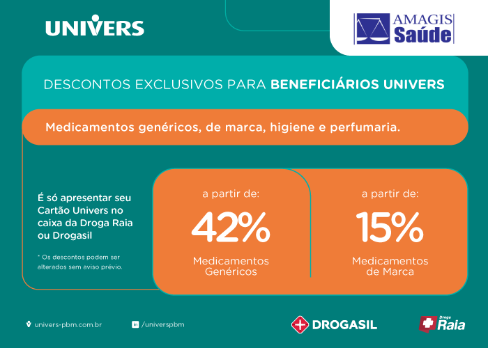 Veja os descontos especiais na Droga Raia e Drogasil para os beneficiários da Amagis Saúde