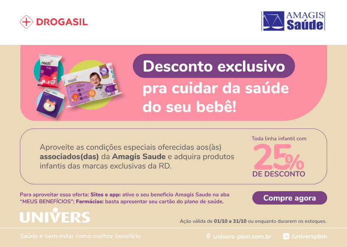 25% de desconto em toda a linha infantil 