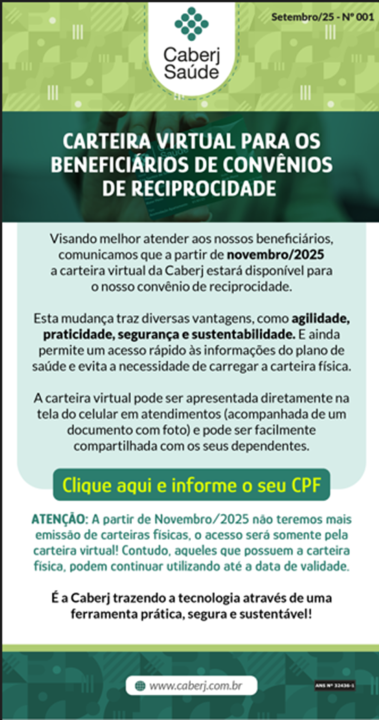 Comunicado - Carteiras CABERJ Saúde Comunicado - Carteiras CABERJ Saúde